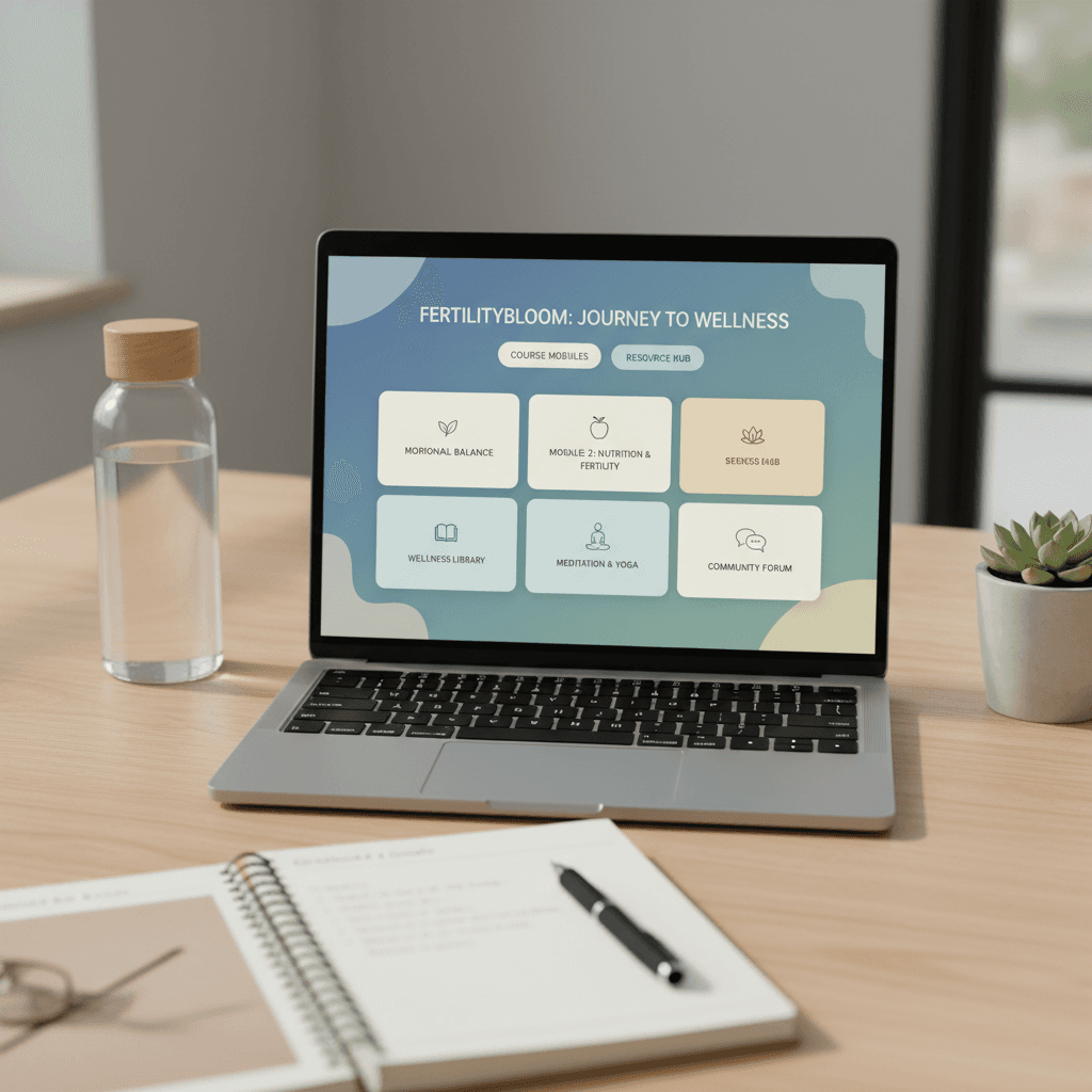FertilityBloom resource library dashboard on computer screen
