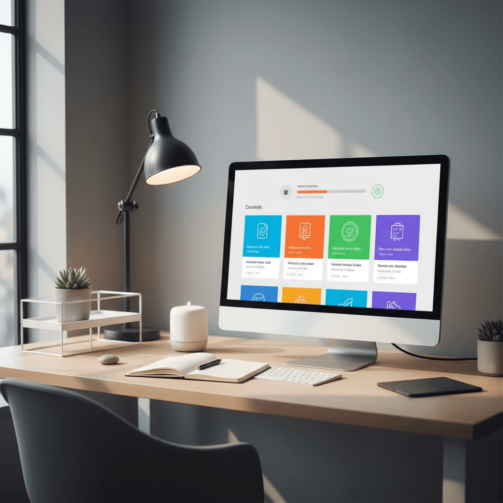 Online wellness course platform on desktop screen