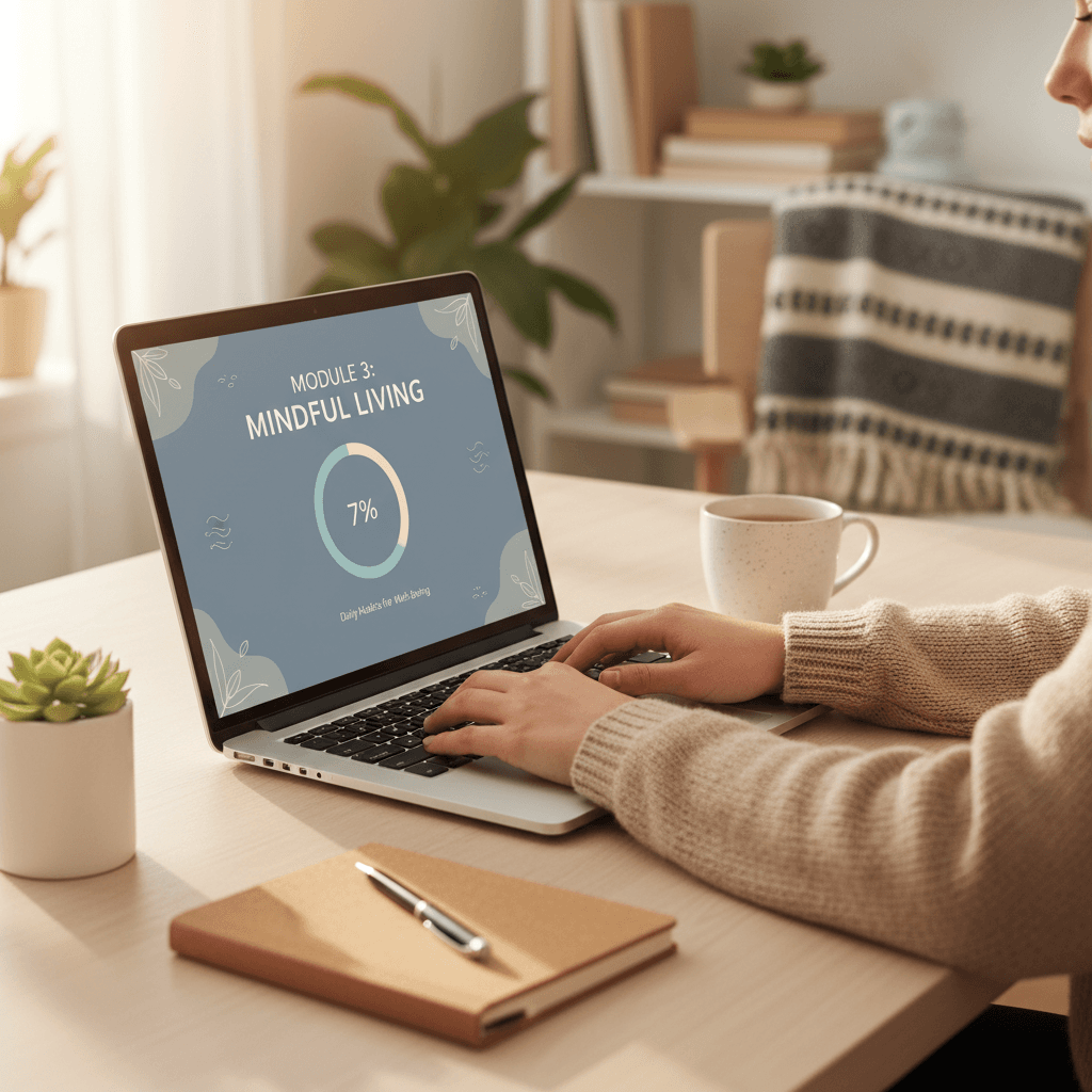 Person completing an interactive FertilityBloom online course