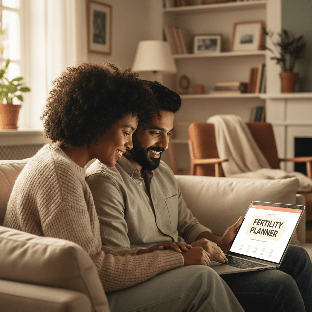 Couple researching fertility information together