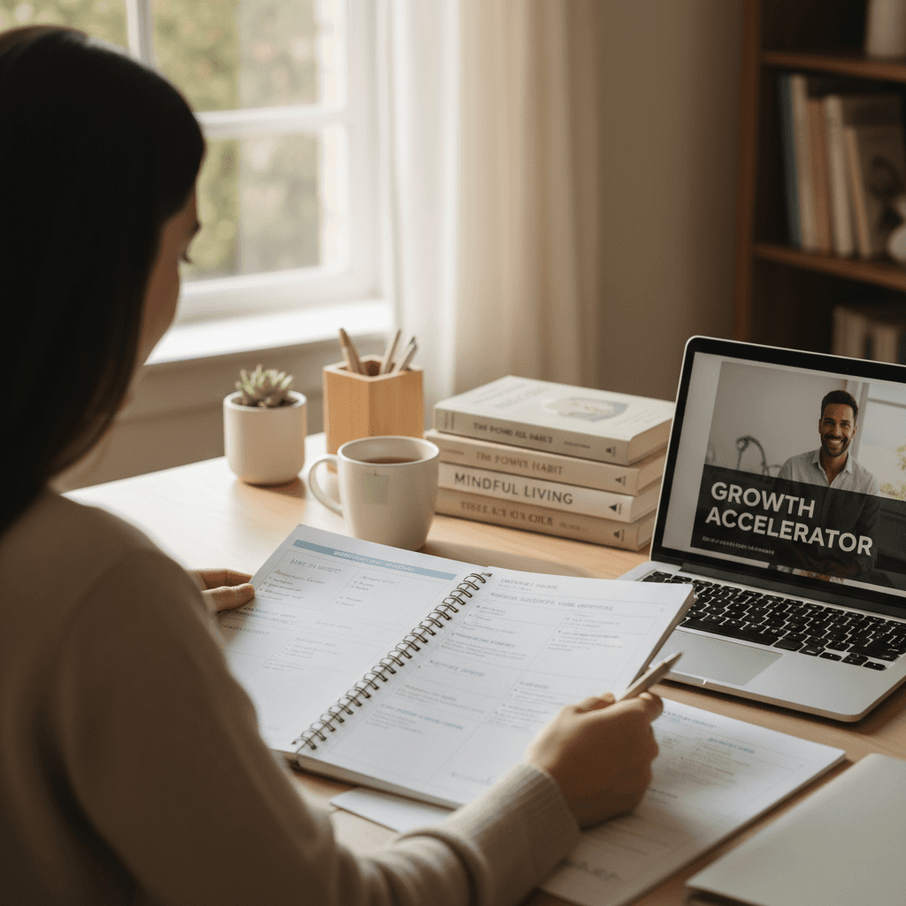 Reader reviewing FertilityBloom webinar materials and guides
